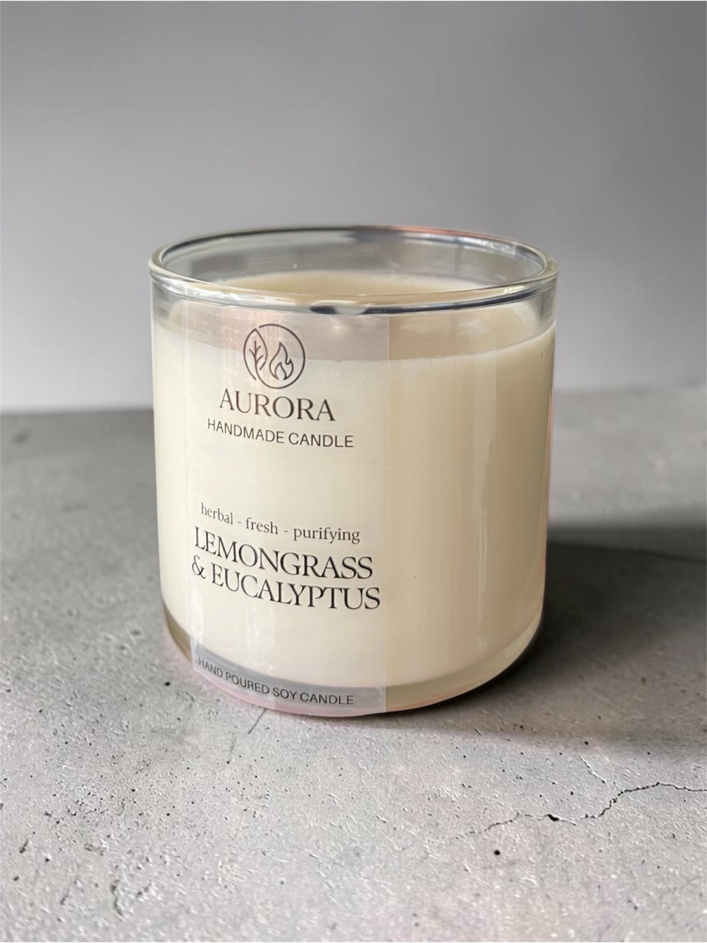 AURORA Handmade Soy Candle – Lemongrass & Eucalyptus | Hand Poured